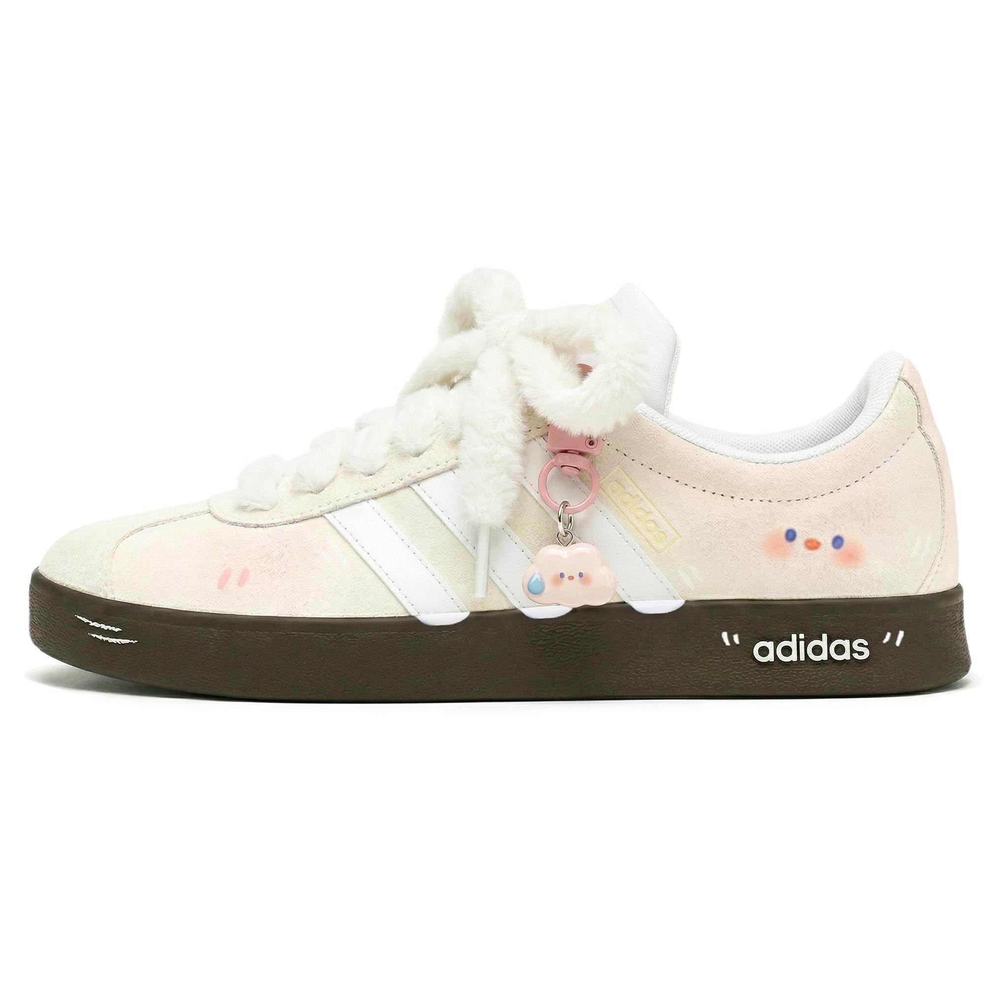 

Adidas VL COURT 2.0 Sweat Custard Bag Abrasion Resistant Slip Resistant Low top Skateboard Shoes Unisex Pink HQ1802(Team210-) 36