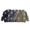 Korean Style Kids' Knitted Cardigan - Spring 2026 Cartoon Bear Sweater