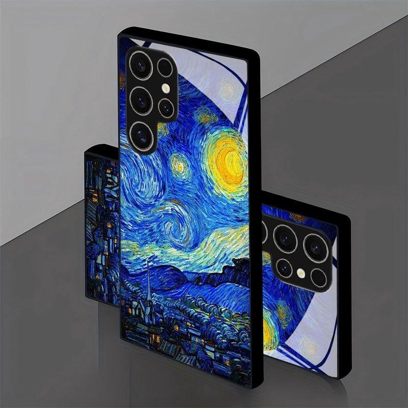 The Rural Tempered Glass Phone Case Under Starry Night Is Suitable for Samsung Galaxy S26 S25 S24 S22 S21 S20 FE/Ultra/Plus