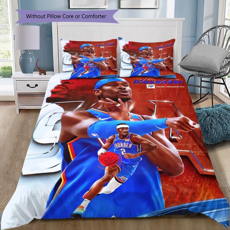 Basketball Star Player Portrait Print 3 Pieces Duvet Cover Set Sports Fan Bedding Bedroom Home Decor Without Pillow Core Comforter