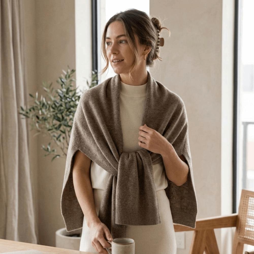 Warm Soft Knit Shawl Polyester Outer Cape Chic Neck Scarf Air-Conditioned Rooms