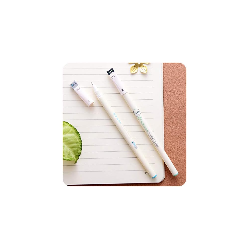 Sencoo 12-Pack Black Gel Ink Pens Cute Cat Design 0.38mm Ideal for Students Birthday Gift for Boys and Girls