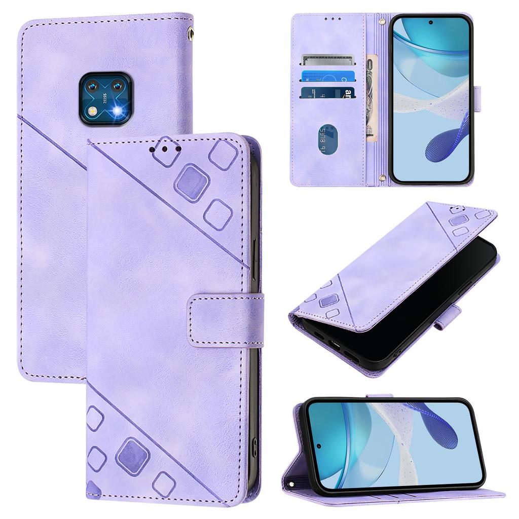 Fashionable Geometric-Patterned Wrist-Strap PU Leather Phone Wallet Case for Nokia HMD Fuison,Pulse,Skyline,Nokia 6.3,C10,C12,C20,C22,G10,G11,G20...