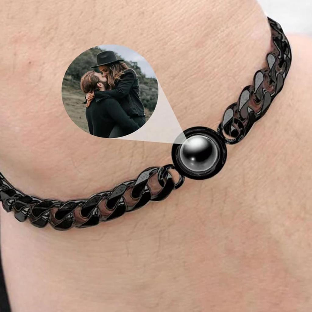 European & American Couple's Custom Projection Bracelet - Titanium Steel Jewelry Gift for Valentine's Day or Birthday