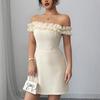 European and American retro pure desire sexy celebrity one-word collar temperament royal sister design sense hip-wrapped short dress