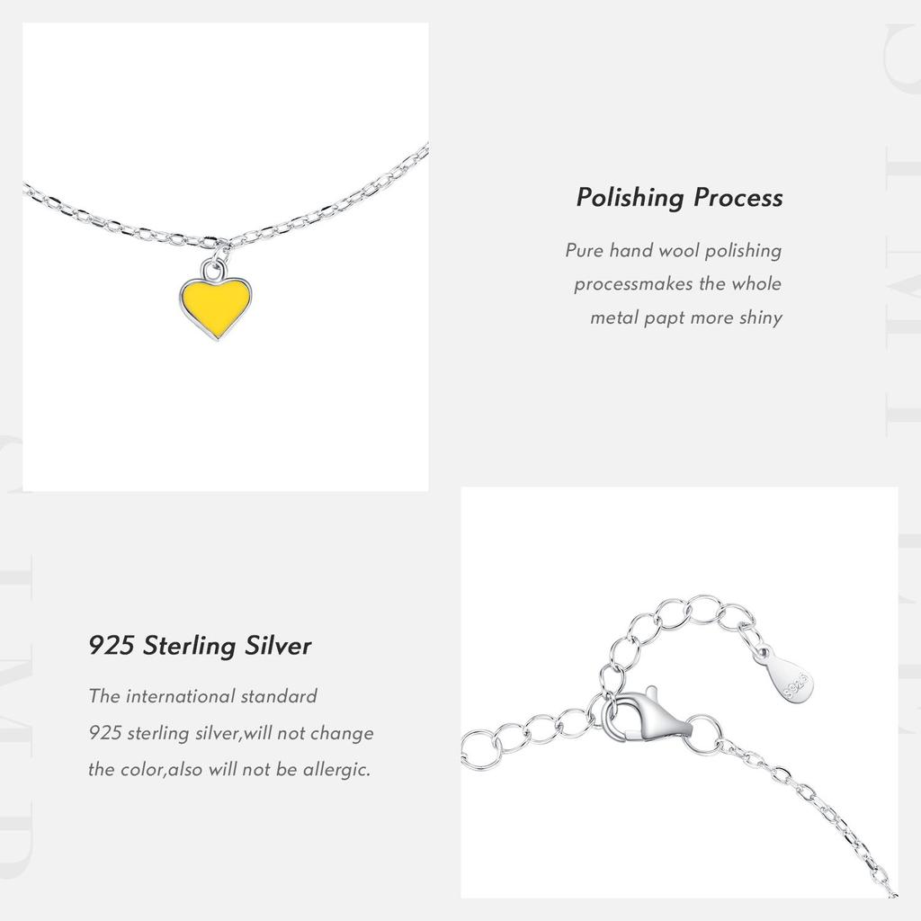 MODIAN 925 Sterling Silver Colorful Hearts Bracelet Rainbow Enamel Link Chain Party Fine Jewelry For Women Valentine's Day Gift