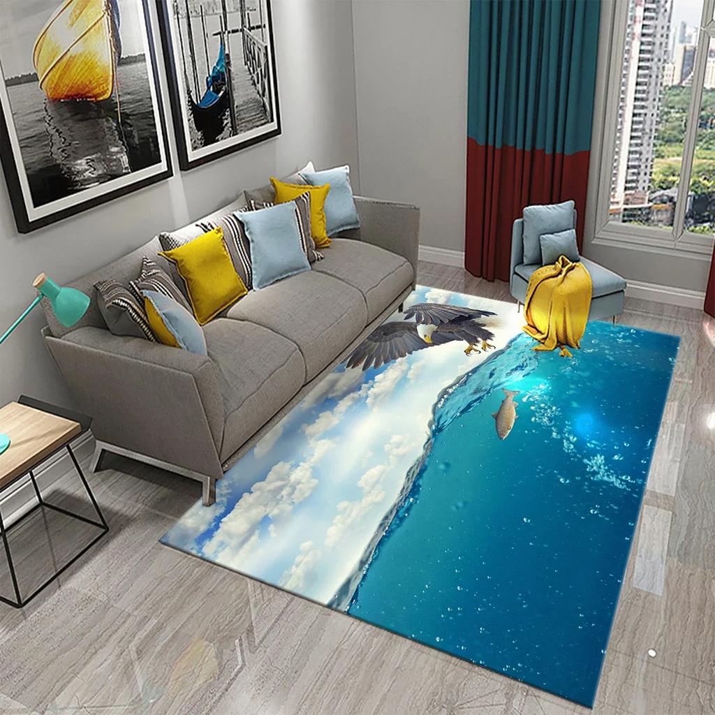 Dywan z Orłem 3D Dywan ze Wzorem Drapieżnego Zwierzęcia Dywan do Salonu na Sofę Dywan do Łazienki Antypoślizgowy Dywan do Sypialni Dywan do Kuchni Dekoracyjne Dywany Strefowe
