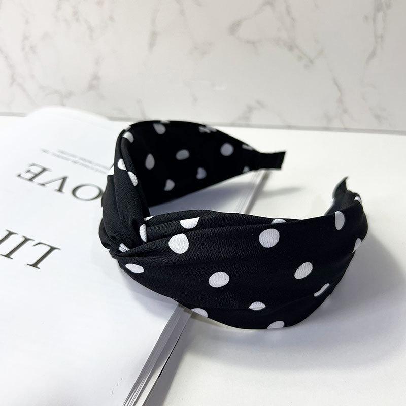 Women’s Cross Wide Edge Polka Dot Middle Knot Double Layer Comfort Hairband Stylish and Durable Headwear Women