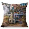 Spring Rural Landscape Pattern Sofa Decorative Cushion Cover Quiet Creek Florals Scenery Cotton Linen Throw Pillow Case Cojines