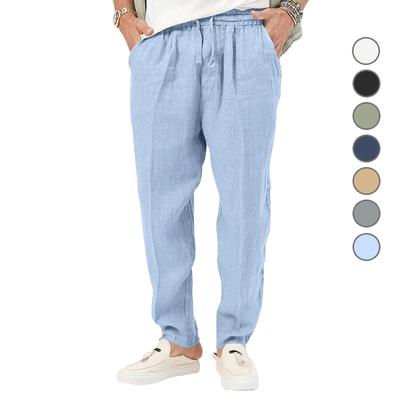 Sommer Herren Atmungsaktive Baumwolle und Leinen Hose Lose Casual Sport Herrenhose