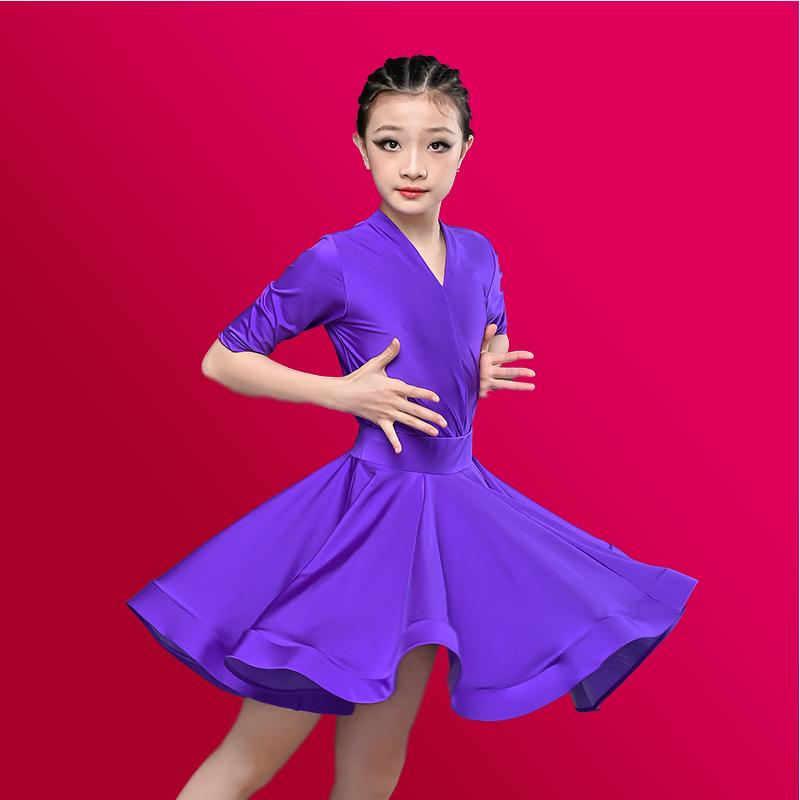 Girls Professional Latin Dancing Dress Kids Ballroom Salsa Dance Wear Clothing Children's Competitions Latin Stage Wear Clothes