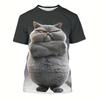 Funny Cats 3D Printed T-Shirt Men Animal Pets Cat Summer O-Neck Tops Streetwear Short Sleeve