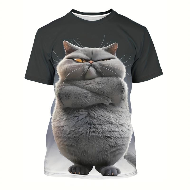 Funny Cats 3D Printed T-Shirt Men Animal Pets Cat Summer O-Neck Tops Streetwear Short Sleeve