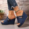 Women Platform Sandals Beach Wedges High Heels Sandals Summer 2025 New Anti-slip Sexy Denim Slippers Women Zapatos De Mujer
