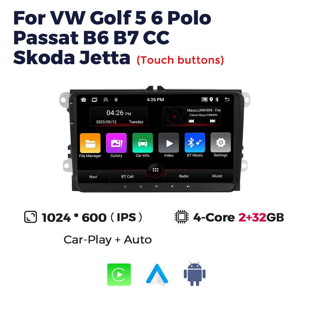 Navifly 9'' 2din Android Carplay Car Radio Multimedia Video Player GPS For Volkswagen Golf 5 6 Polo Passat B6 B7 CC Skoda Jetta