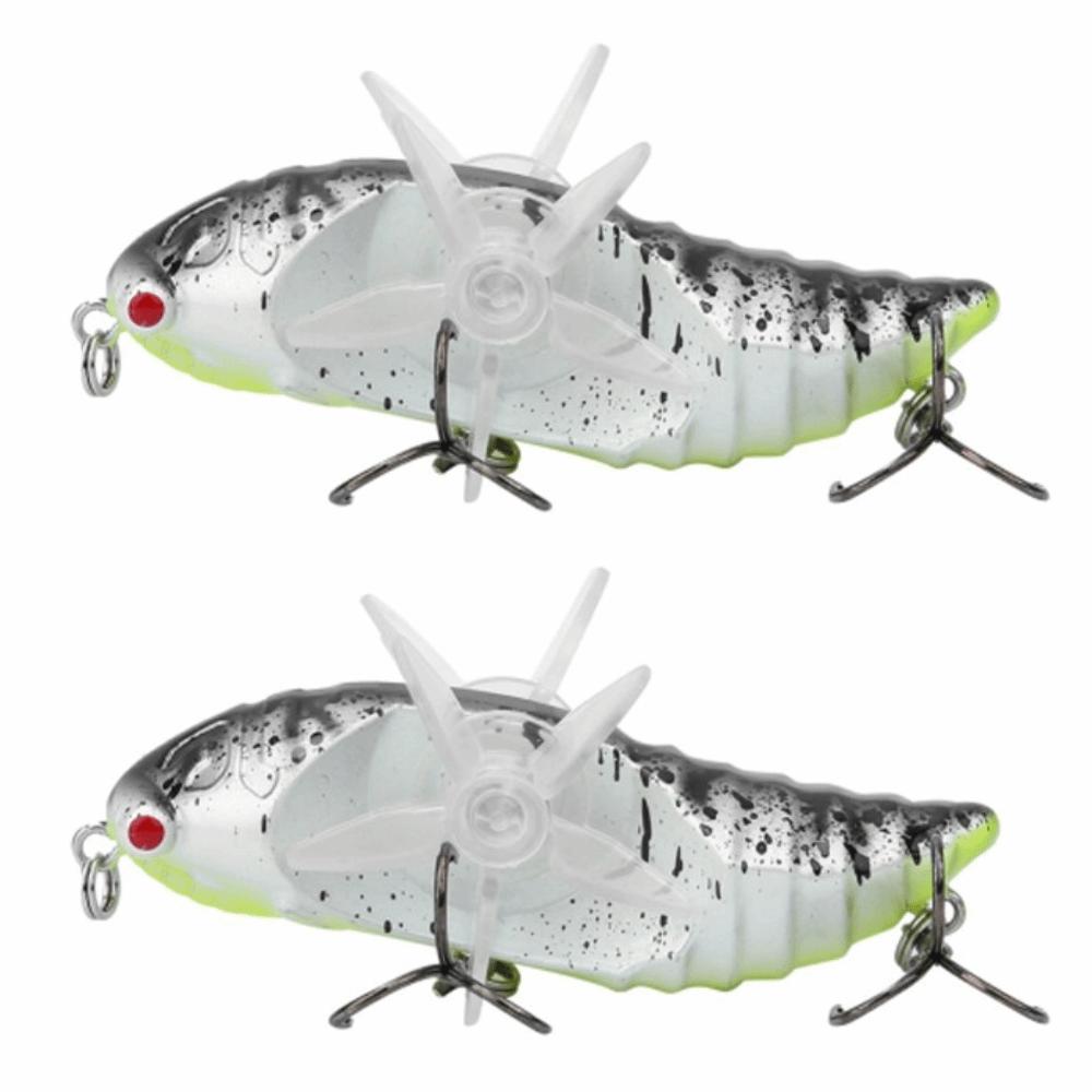2PCS with RTreble Hook Bionic Cicada Lure with Rotating Spins 7.5cm Length Cicada Fish Catcher 15.5g Fishing Bait River Fishing
