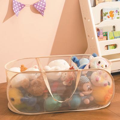 Mesh Foldable Laundry Basket 3 Compartments Large Capacity Foldable Design Lightweight Portable Mesh Dirty Clothes Hamper with Handles