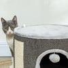 Cat Cave, 2 Levels, Cat House, Plush, Cushion, Sisal Scratching Board, Diameter 40 X 30H Cm, Dark Grey