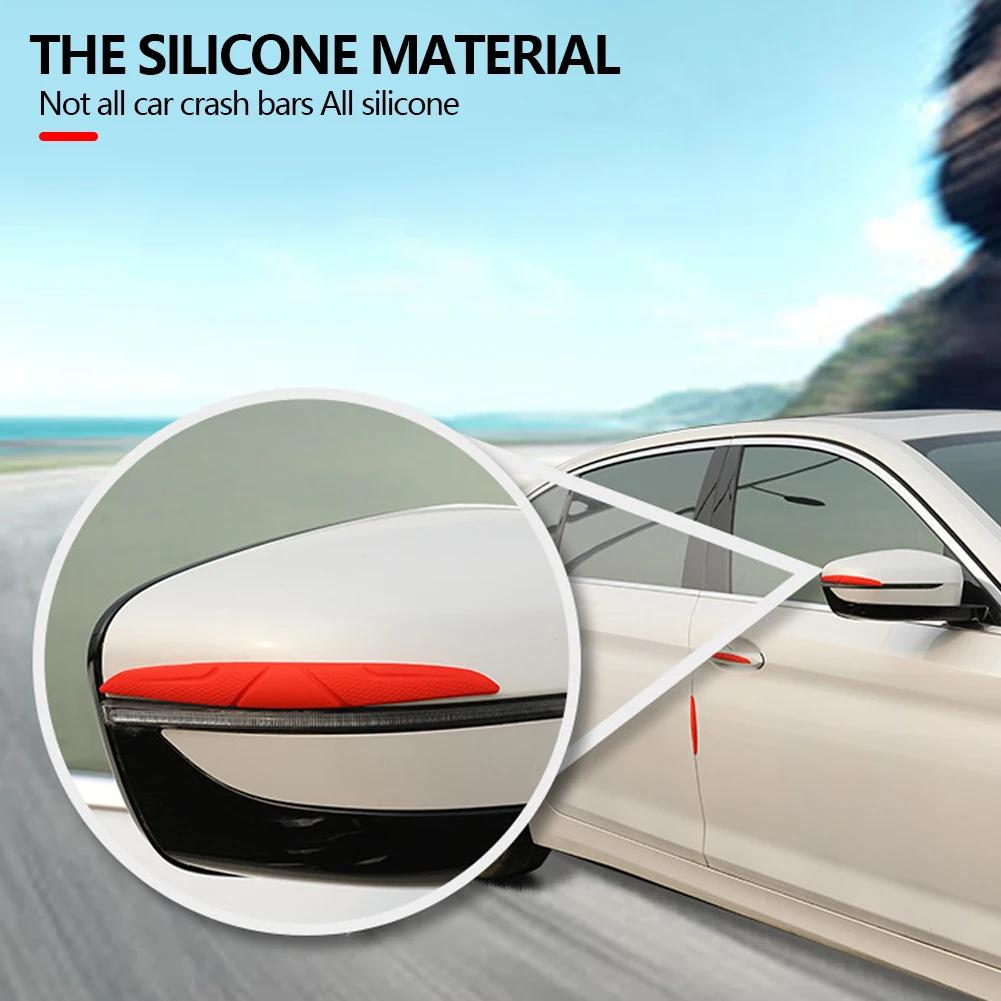 4PCS Silicone Car Door Protector - 14.8X1.6CM Anti-Collision Bar for Edge/Mirror, Self-Adhesive Strip