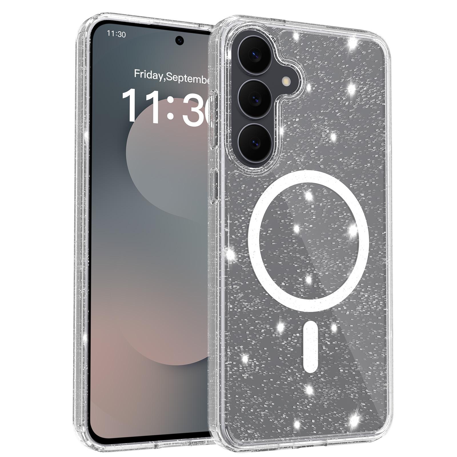 Для Samsung Galaxy S25 FE Магнитный чехол Дизайн с блестками ТПУ ПК ПЭТ Ударопрочный чехол для телефона