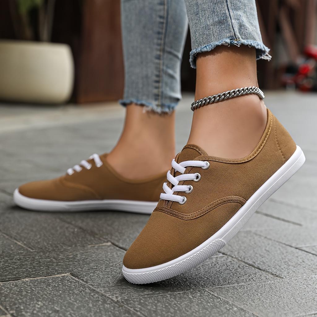 Women's Fashion Casual Shoes, Comfortable Anti-slip Lace-up Soft Sole Sports Shoes, Suitable for Women's Outdoor Activities, Low-top Comfortable