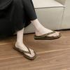 Niche design retro riveted flip-flops women's summer wear casual beach shoes pinch feet cool slippers