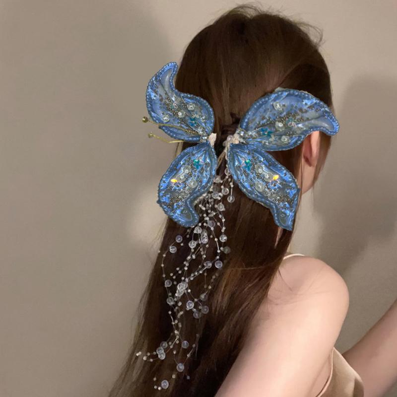 

Заколки для волос с кисточками в виде бабочки для женщин и девочек, заколка для волос сбоку, корейские простые ювелирные аксессуары