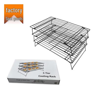 Cross Black Foldable Chiffon Cake Cooling Rack Set with Multi-layer Pancake Drying Rack
