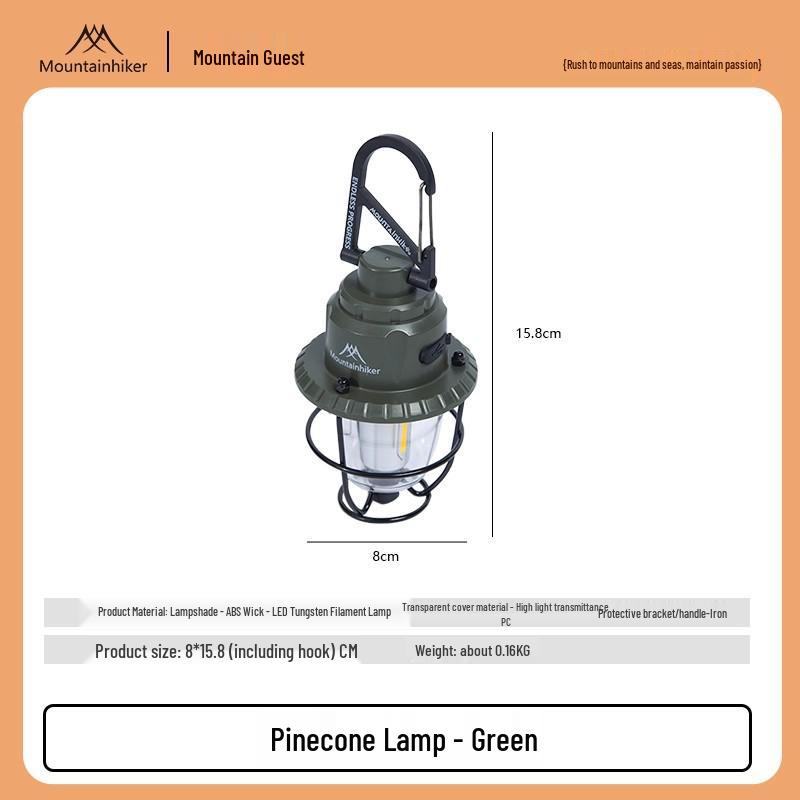 Mountain Guest Rechargeable Retro Pine Cone Camping Tent Lamp with Long Battery Life