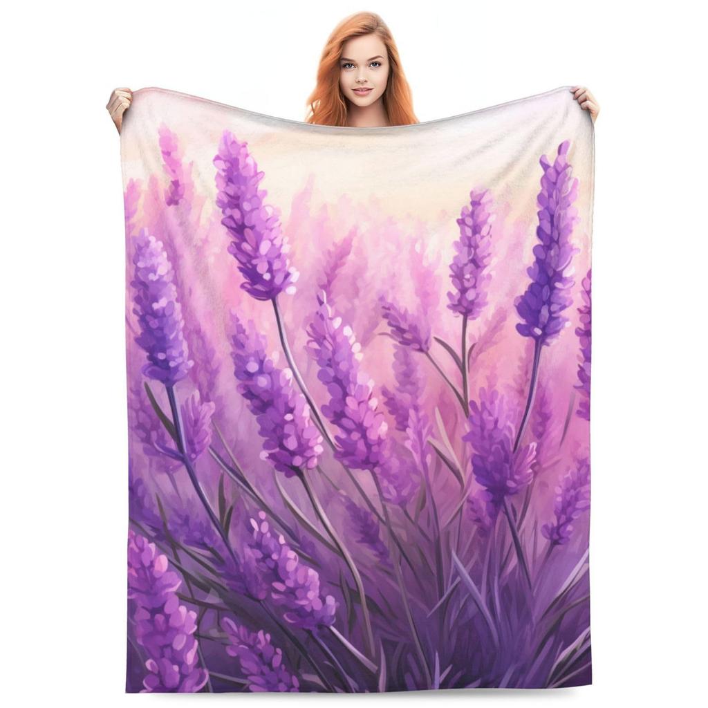 Lavendel-Serie digital bedruckte Polyester Schlafzimmer Samt Flanell Decke Fleece weiche Sofadecken für Betten