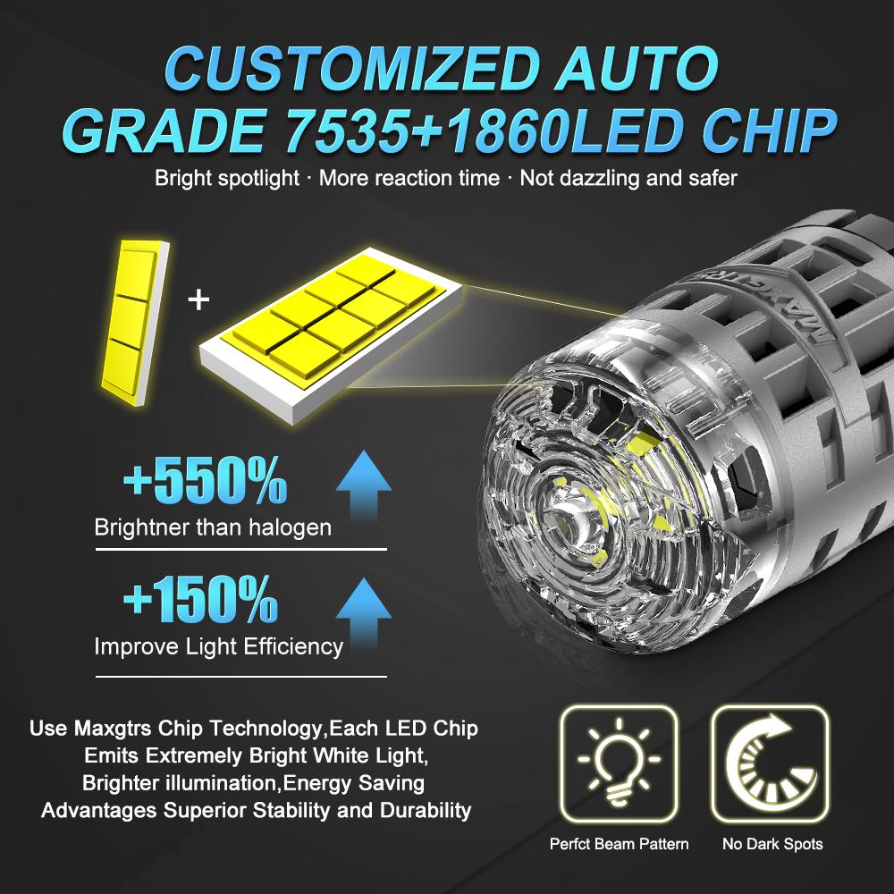 MAXGTRS 2X 7440 1157 7443 LED T20 W21W Bulbs 1156 BA15S P21W Turn Signal Light No Hyper Flash Canbus No Error Amber Yellow