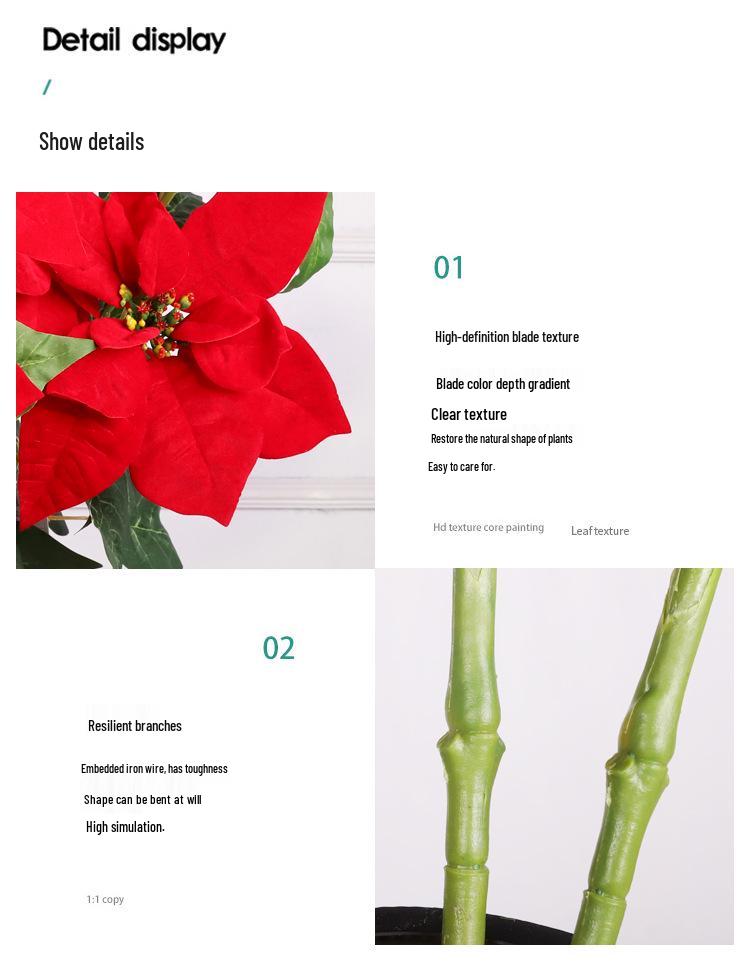 Velvet Poinsettia Christmas Wedding Bouquet - Artificial Flower Decoration.