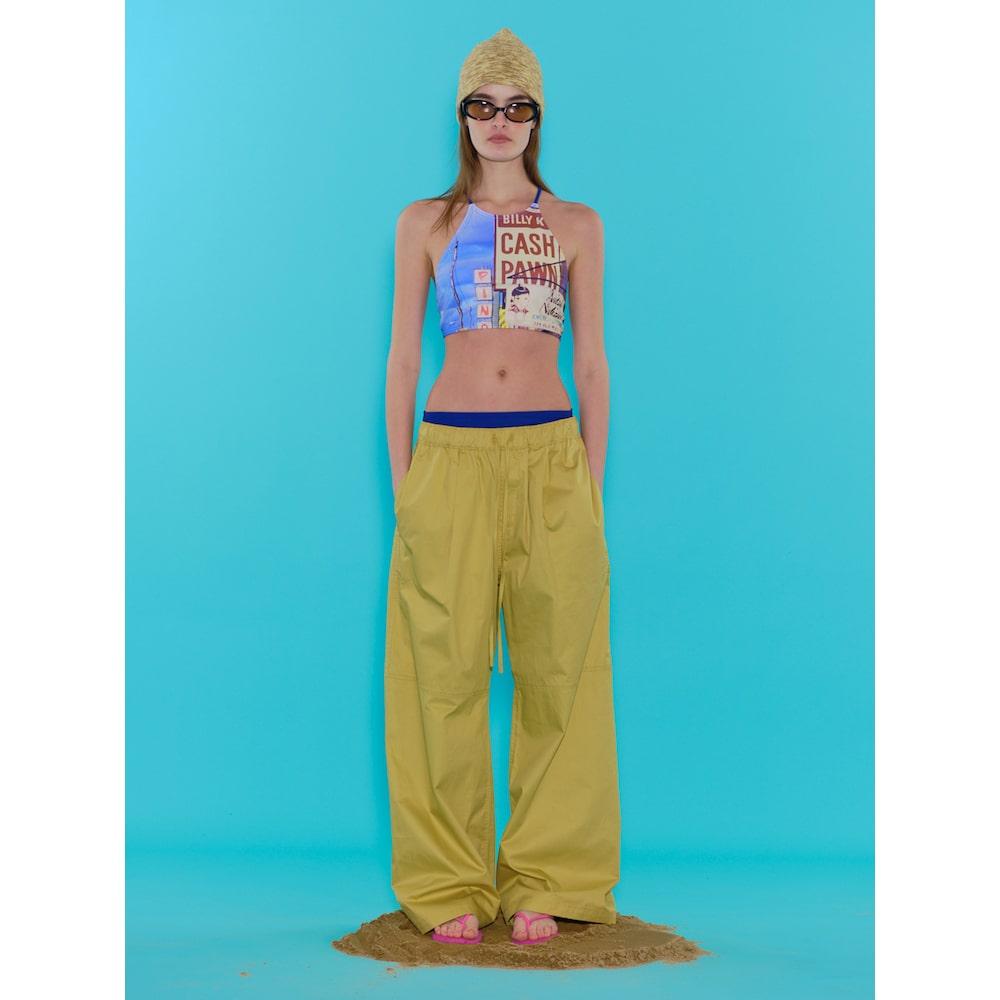 Saendeusaundeu Wide Banding Cotton Pants Mustard