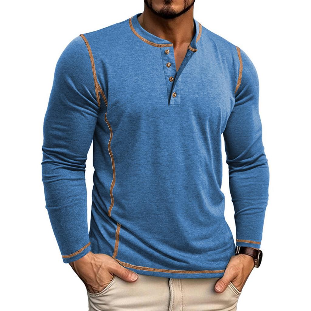Men's Solid Color Long Sleeve T-Shirt Shirt Men's Casual Sports Top