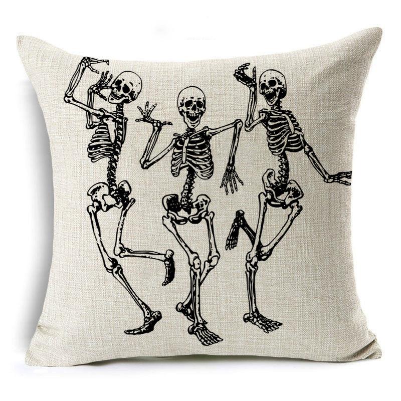 Halloween Skeleton Linen Pillow Cover Festive Home Decor Pillow Cushion Cover