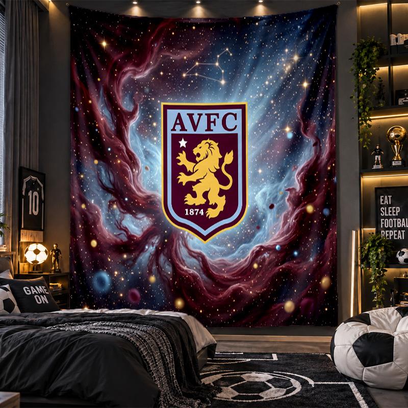 Wall Hanging Tapestry Aston Villa Football Print Cloth for Living Room Bedroom Home Decor