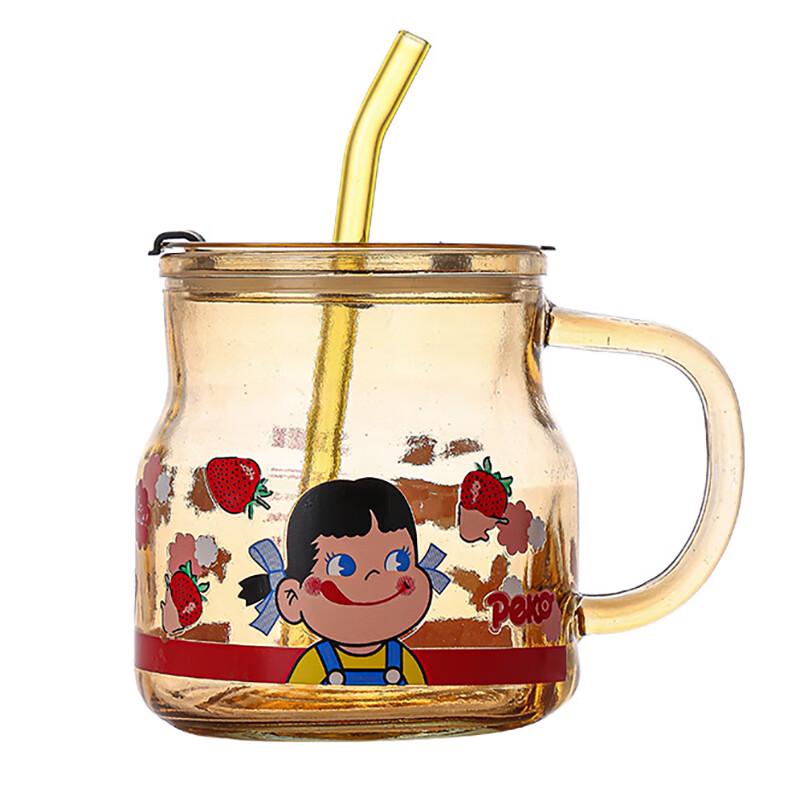 HDST Kids' Heat-Resistant Glass Milk Straw Cup with Lid