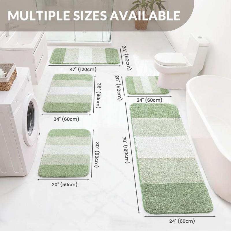 Thick Plush Bath Mat Bathroom Doorway Absorbent Non-Slip Washable Floor Rug In Modern Minimalist Style