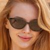 KOLEAT WOMEN Layered Horn-Rimmed Black Cat UV Protection Sunglasses [STRBK]