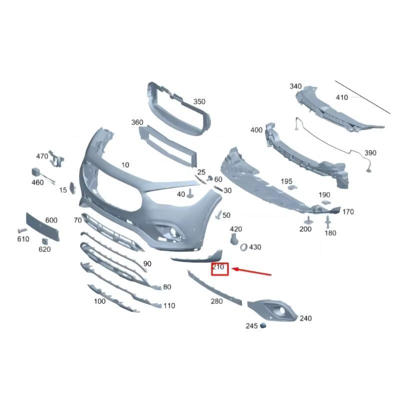 Narożna osłona zderzaka przedniego do Mercedes-Benz H247 Klasa GLA (2020-2023) - Modele 2478850504, 2478850604.