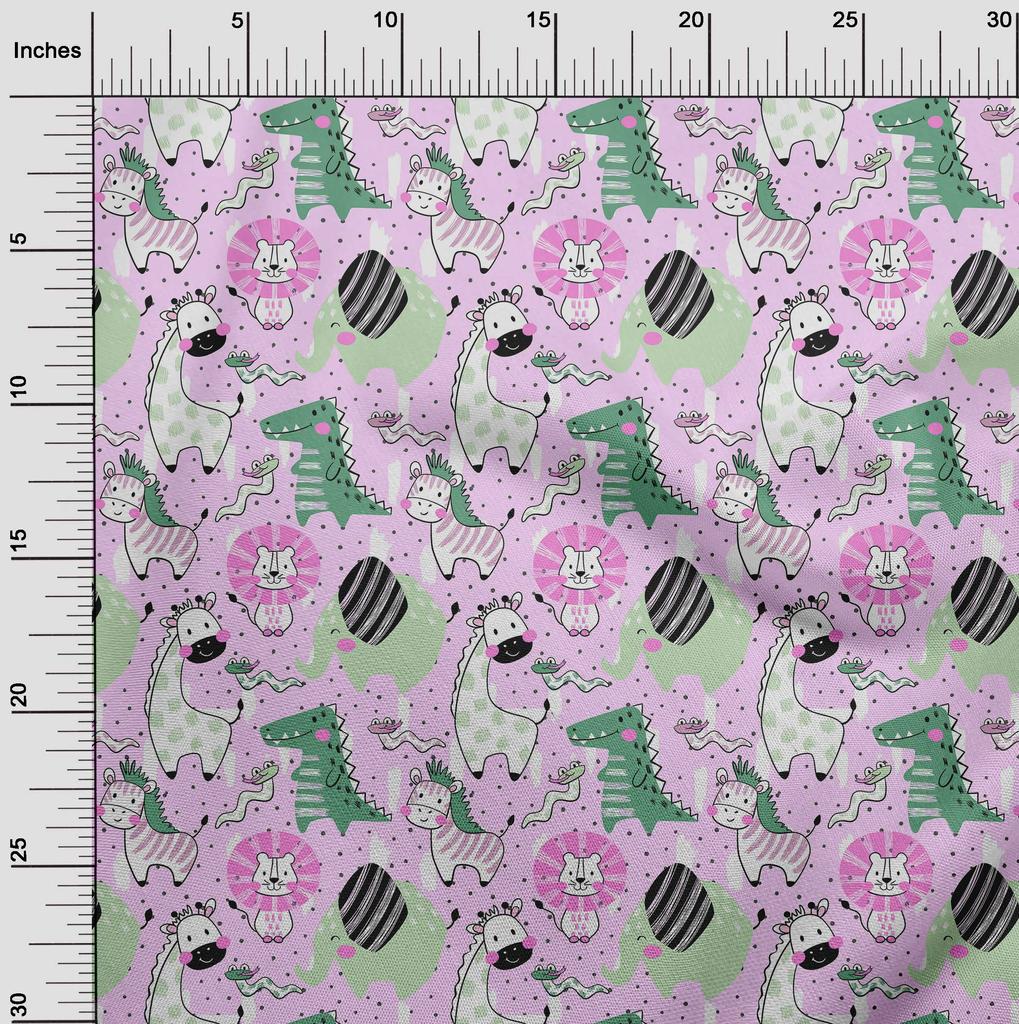 oneOone Cotton Flex Amethyst Fabric Kids Cutie Animal Sewing Material Print Fabric by The Yard 40 Inch