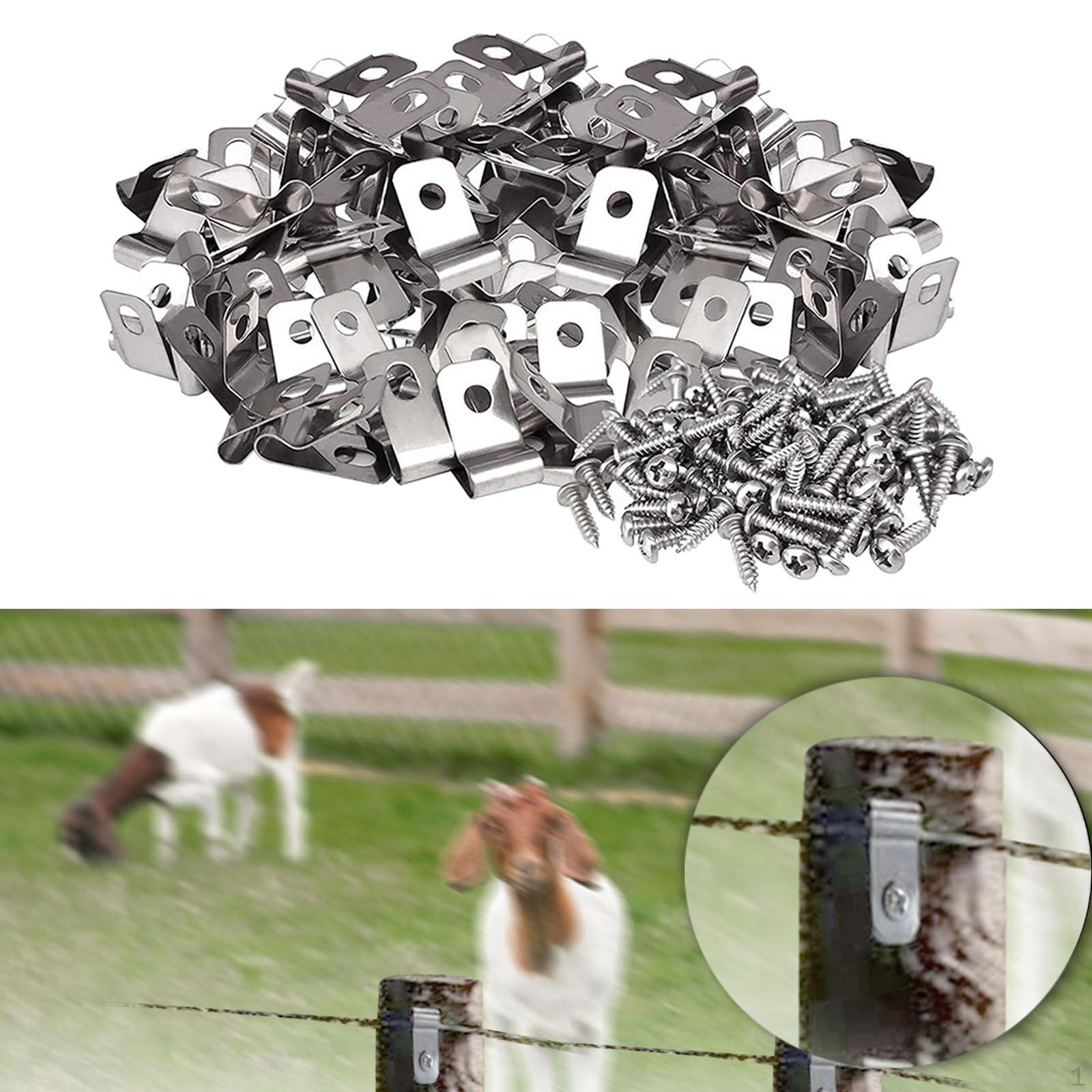 

100Pcs Wire Fence Clips Fencing Mounting Clips, Versatile Clamps with Screws for Home Warehouse