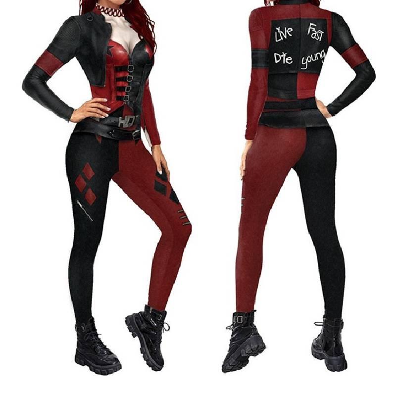 Women Classic Quinn Anime Costume Halloween Cosplay Jumpsuit Costume