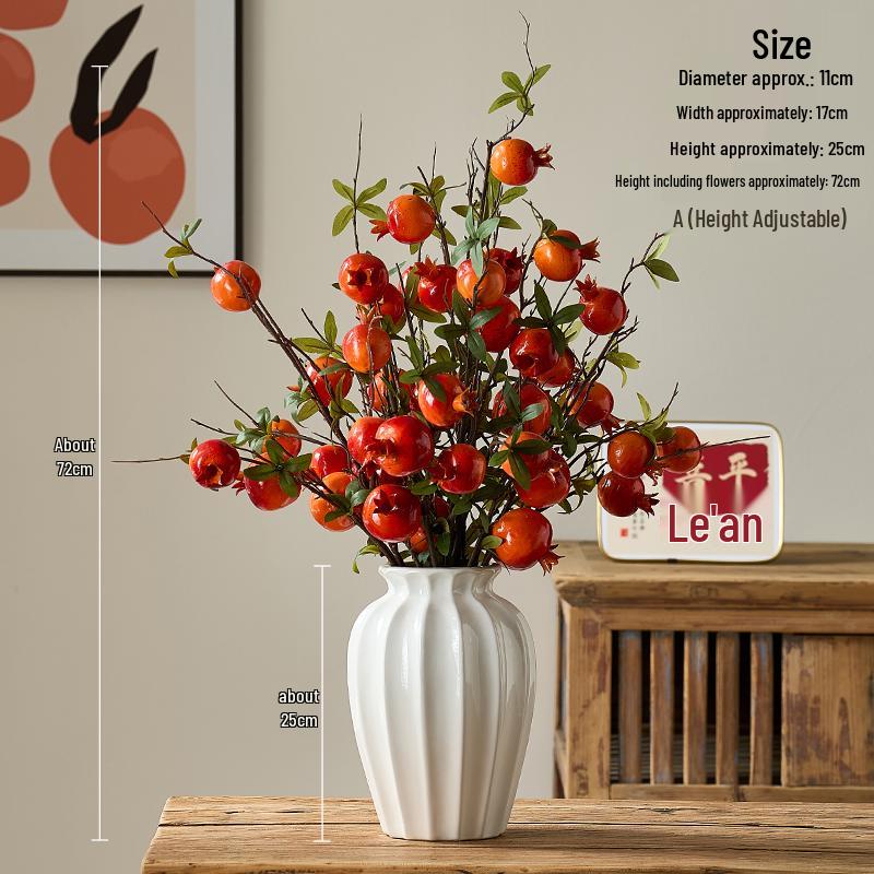Chinese-Style Persimmon and Pomegranate Flower Arrangement for Living Room or Dining Table