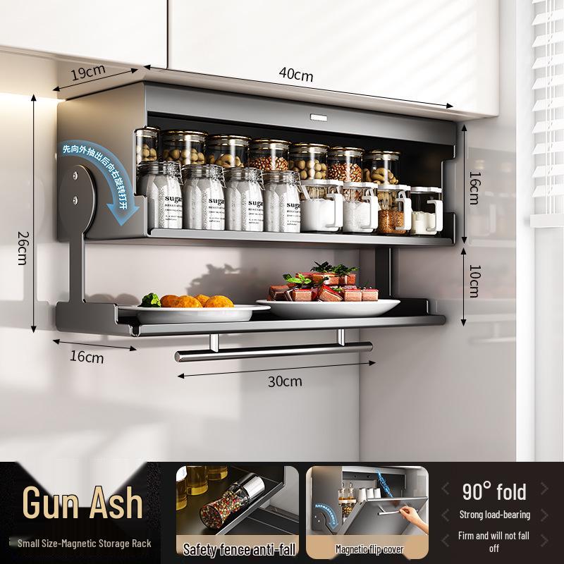 Wall-Mounted Punch-Free Kitchen Seasoning Rack & Under Cabinet Storage Shelf