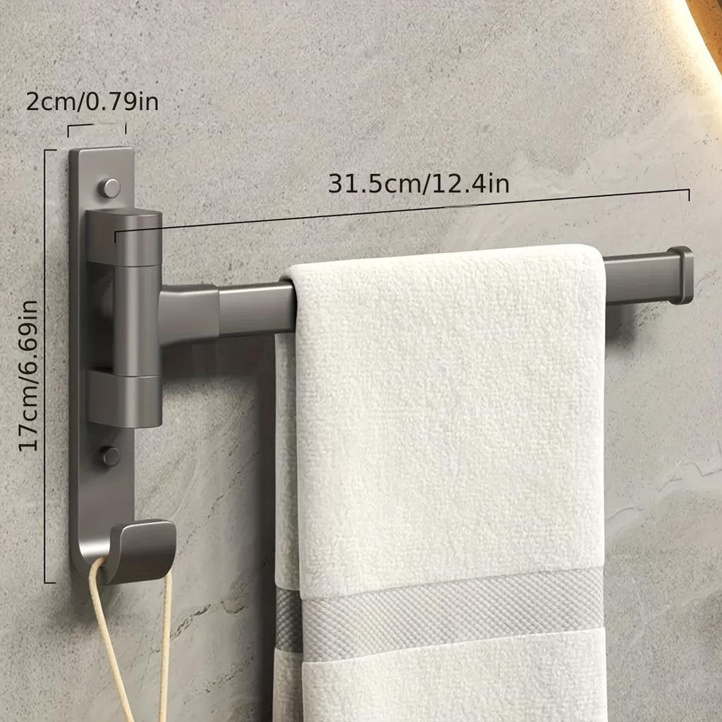 1 buc Suport rotativ pentru prosoape din aluminiu, Suport pentru prosoape montat pe perete în colț, economisitor de spațiu, Bară metalică rotativă lină, Diverse stiluri disponibile pentru decorarea băii