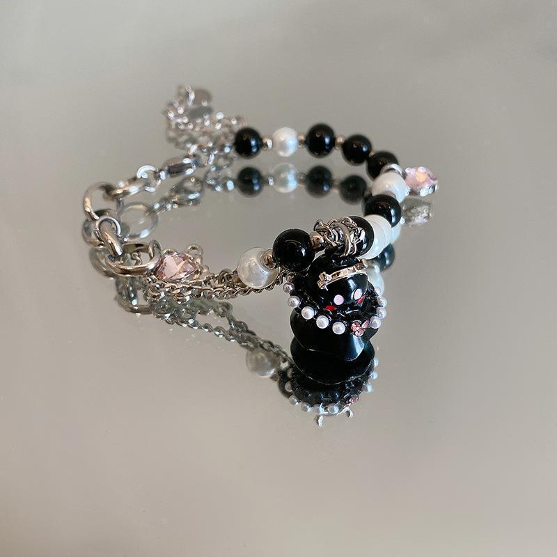 Black and white little ghost beaded bracelet women's accessories niche cold high sense sweet hot girl hip hop jewelry