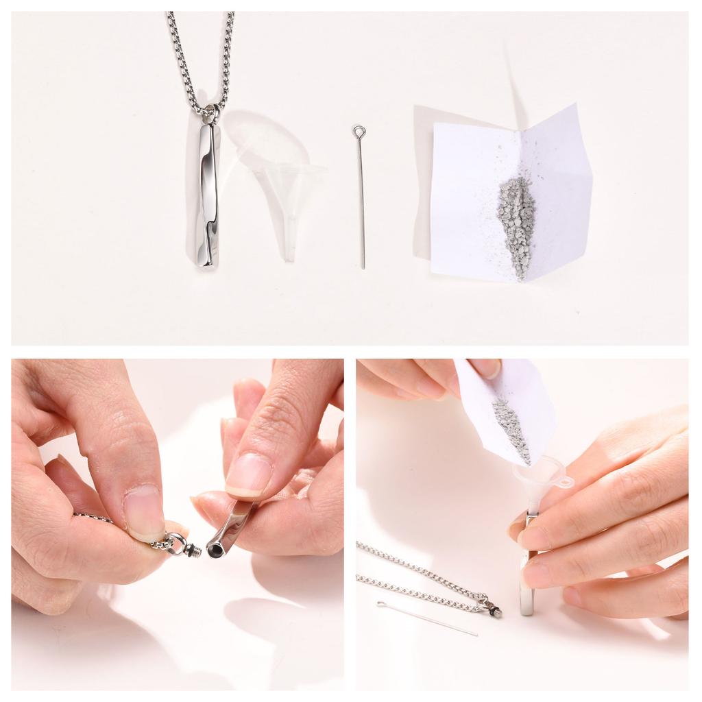 Vnox Stainless Steel Mobius Bar Pendant Necklaces for Men,Simple Cremation Ashes Urn Jewelry,Memorial Keepsake Collar Gifts