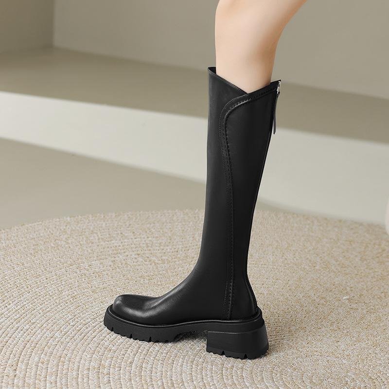 British Style Thick Heel Thick-soled Tall Knight Boots Women's 2025 Autumn and Winter New Versatile and Thin Knight Boots