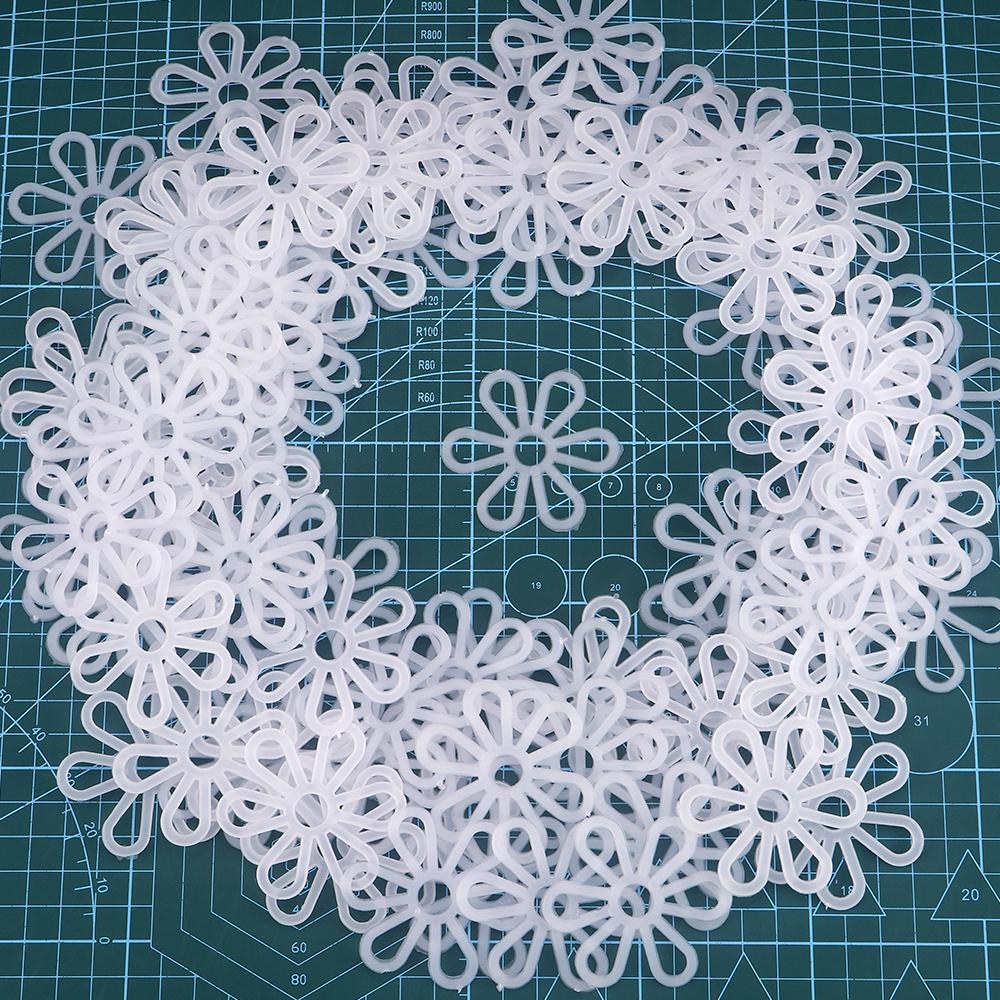 200pcs White Plastic Flower-Shaped Weaving Mesh Straps - DIY Craft Accessories for Crochet Bags, Wallets, Seat Cushions & More